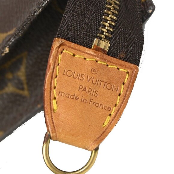 LOUIS VUITTON LV Logo Bucket PM Pouch Bag Monogram Leather Brown Gold - Picture 9 of 15
